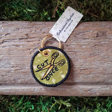 Load image into Gallery viewer, Measure Twice Cut Once Embroidered Keychain