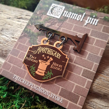 Load image into Gallery viewer, Apothecary Shop Sign Large Enamel Pin