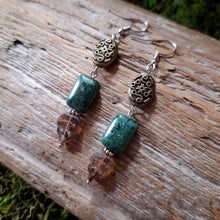 Load image into Gallery viewer, Antiqued Leaf Beaded Earrings