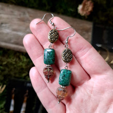 Load image into Gallery viewer, Antiqued Leaf Beaded Earrings