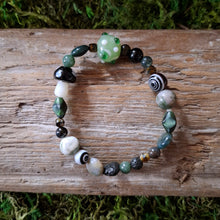 Load image into Gallery viewer, Black Mushroom Mismatched Bead Bracelet