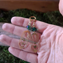 Load image into Gallery viewer, Emerald Deco Brass Earrings