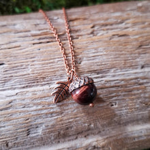 Load image into Gallery viewer, Tigers Eye Acorn Copper Necklace