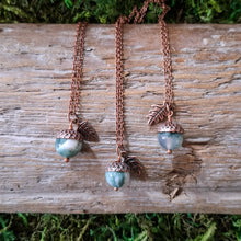 Load image into Gallery viewer, Moss Agate Acorn Copper Necklace