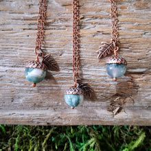 Load image into Gallery viewer, Moss Agate Acorn Copper Necklace