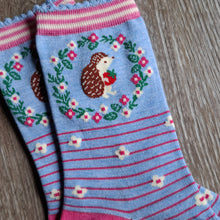 Load image into Gallery viewer, Spring Hedgehog Wreath Bamboo Socks