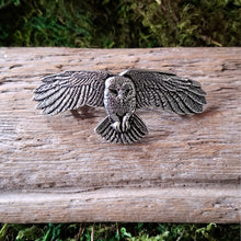 Load image into Gallery viewer, Owl Pewter Hair Barrette