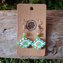 Load image into Gallery viewer, Handmade Green Snail Earrings