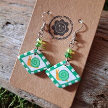 Load image into Gallery viewer, Handmade Green Snail Earrings