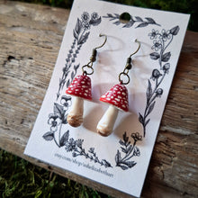 Load image into Gallery viewer, Handmade Amanita Mushroom Earrings