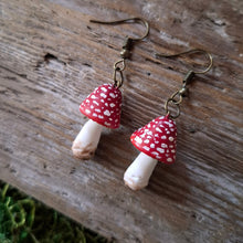 Load image into Gallery viewer, Handmade Amanita Mushroom Earrings