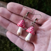 Load image into Gallery viewer, Handmade Amanita Mushroom Earrings