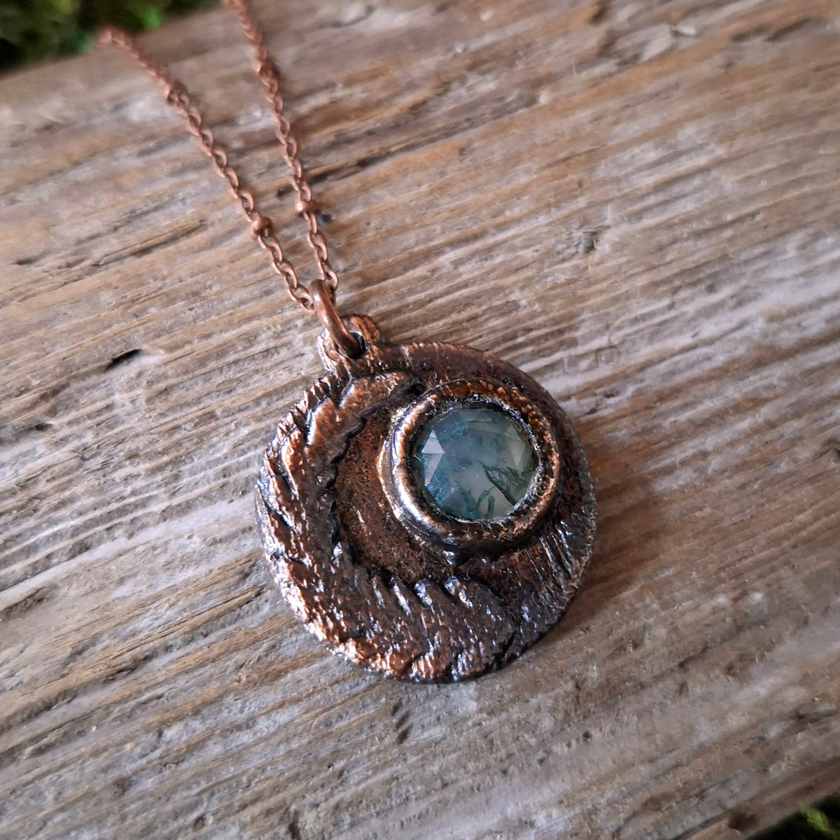 アクセサリー agood Green Moss Agate Pendant and Necklace - Choose Sterling Silver