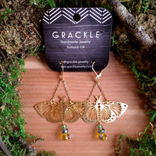 Load image into Gallery viewer, Evergreen Butterfly Brass Earrings