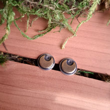 Load image into Gallery viewer, Silver & Brass Moon Stud Earrings