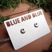 Load image into Gallery viewer, Silver & Brass Moon Stud Earrings