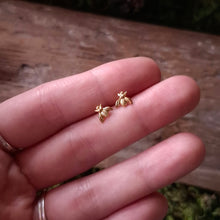 Load image into Gallery viewer, Tiny Brass Bee Stud Earrings