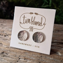 Load image into Gallery viewer, Hammered Silver Moon Stud Earrings