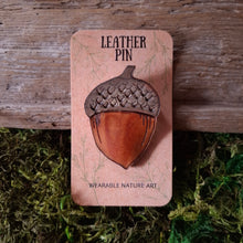 Load image into Gallery viewer, Acorn Leather Brooch