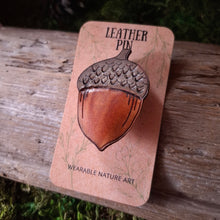 Load image into Gallery viewer, Acorn Leather Brooch