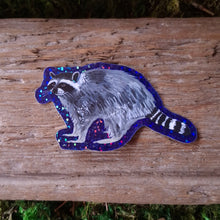 Load image into Gallery viewer, Glitter Raccoon Vinyl Sticker