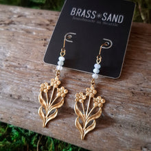 Load image into Gallery viewer, Aquamarine Forget-me-Not Dangle Earrings