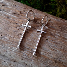 Load image into Gallery viewer, Stainless Steel Sword Hoop Earrings