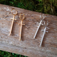 Load image into Gallery viewer, Stainless Steel Sword Hoop Earrings