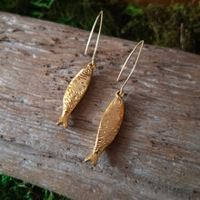 Load image into Gallery viewer, Gold Sardine Dangle Earrings
