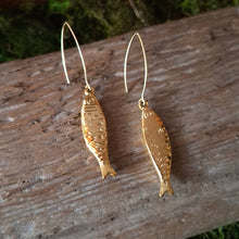 Load image into Gallery viewer, Gold Sardine Dangle Earrings