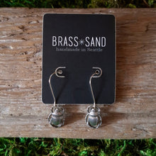 Load image into Gallery viewer, Silver Beetle Dangle Earrings
