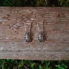 Load image into Gallery viewer, Silver Beetle Dangle Earrings