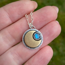 Load image into Gallery viewer, Labradorite Moon Pendant