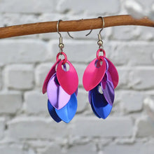 Load image into Gallery viewer, Chainmail Bisexual Cascading Scale Earrings