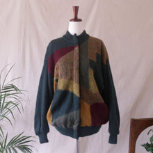 Load image into Gallery viewer, Patchwork Pattern Knit Green Cardigan