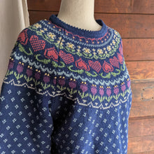 Load image into Gallery viewer, 90s Vintage Embroidered Hearts and Flowers Sweater