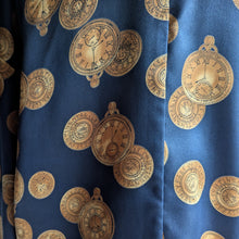 Load image into Gallery viewer, 90s Vintage Navy Clock Blouse