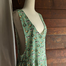 Load image into Gallery viewer, 90s Vintage Green Gingham Farm Print Pinafore Dress