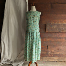 Load image into Gallery viewer, 90s Vintage Green Gingham Farm Print Pinafore Dress