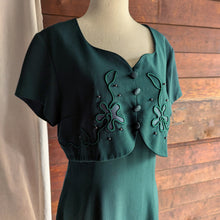 Load image into Gallery viewer, 90s Vintage Layered Green Flared Dress