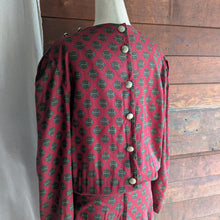 Load image into Gallery viewer, 80s/90s Vintage Drop-Waist Red Printed Dress