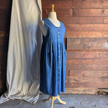 Load image into Gallery viewer, 90s Vintage Denim Pinafore Dress