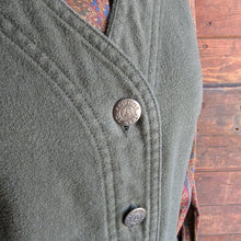 Load image into Gallery viewer, 90s Vintage Olive Green Flannel Sleeveless Dress