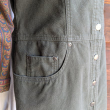 Load image into Gallery viewer, 90s Vintage Olive Green Flannel Sleeveless Dress