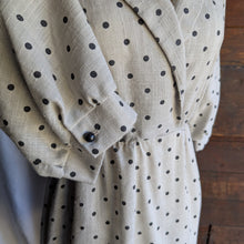 Load image into Gallery viewer, 80s Vintage Beige Batwing Polkadot Dress