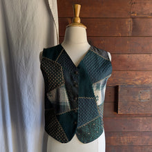 Load image into Gallery viewer, 90s Vintage Green Patchwork Waistcoat Vest