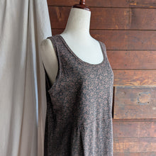 Load image into Gallery viewer, 90s Vintage Brown Printed Jersey Knit Pinafore Dress