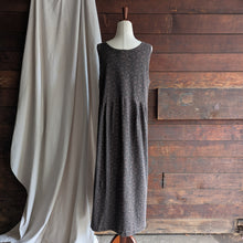 Load image into Gallery viewer, 90s Vintage Brown Printed Jersey Knit Pinafore Dress