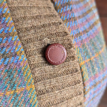 Load image into Gallery viewer, 90s Vintage Brown Plaid Wool Blend Cardigan with Belt