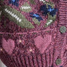 Load image into Gallery viewer, 90s Vintage Embroidered Hearts and Flowers Cardigan